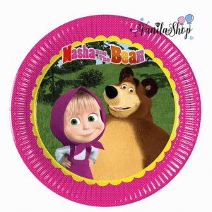 Парти чинии "Маша и Мечока (Masha and the Bear) - 8 броя - 23 см